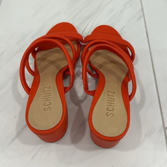 NEW! Schutz Bright Orange Olly Block Heel Leather Sandals - Size 6 - Picture 7 of 16